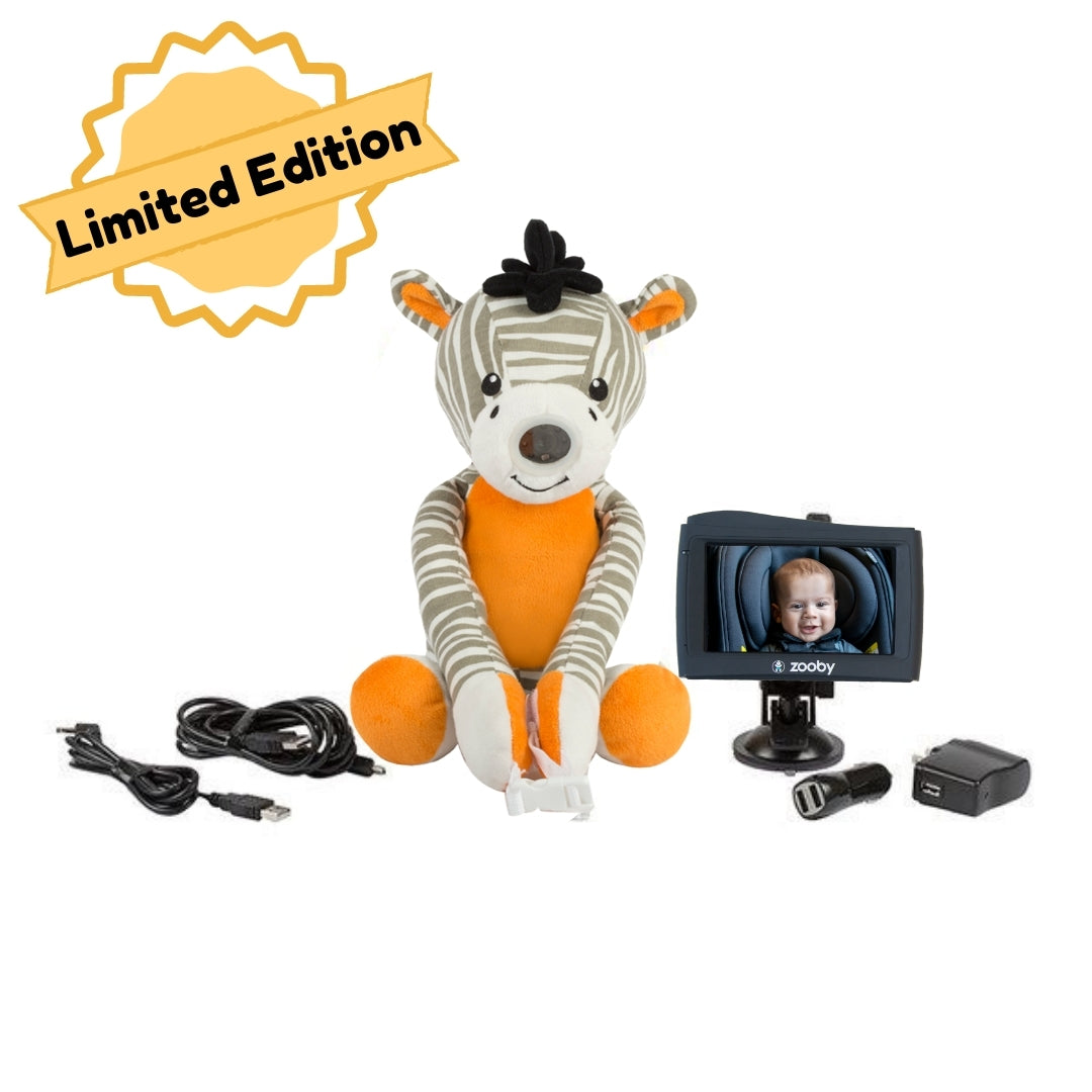 LIMITED EDITION zooby kin Car Baby Monitor Zachary Zebra infanttech