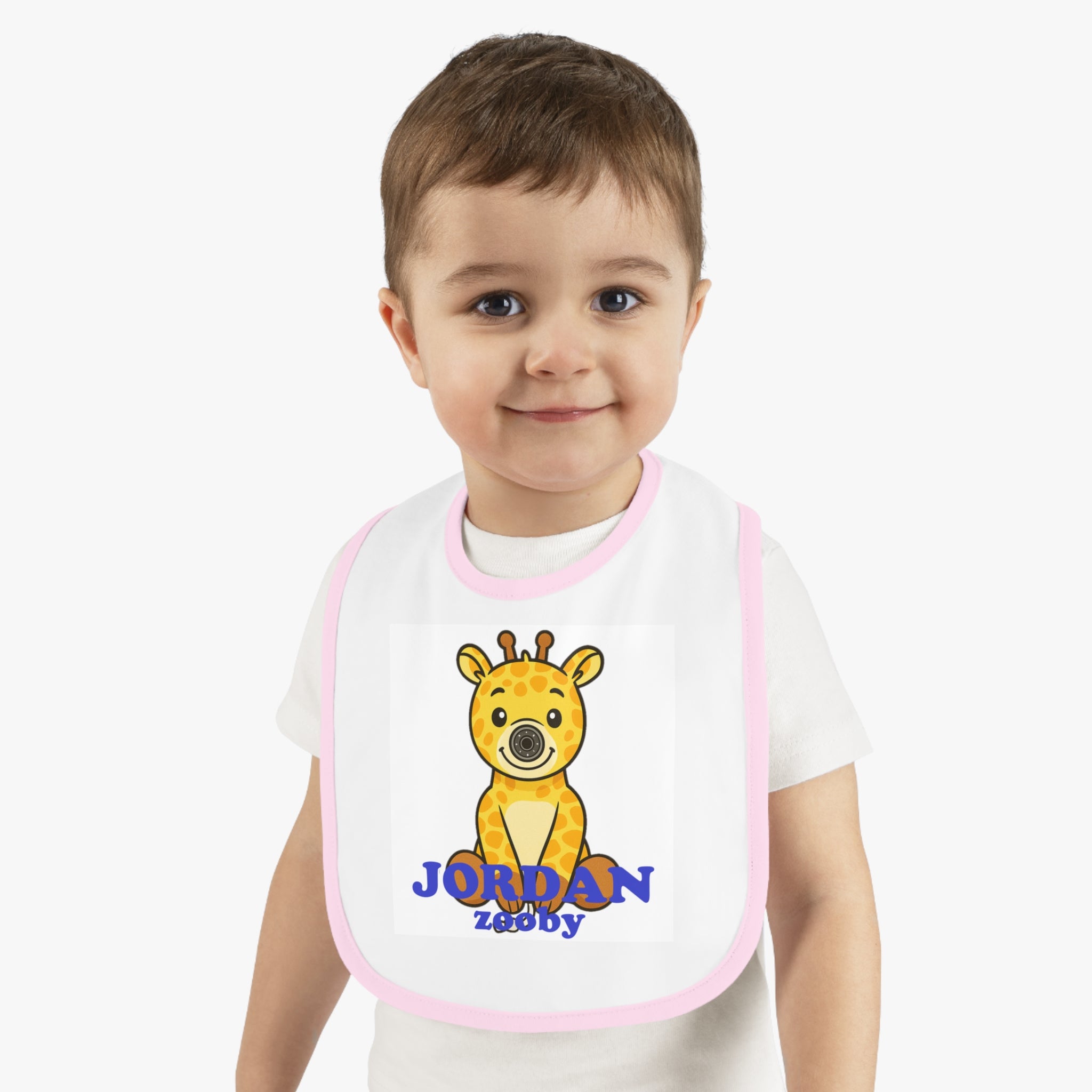 Baby Contrast Trim Jersey Bib Jordan Giraffe