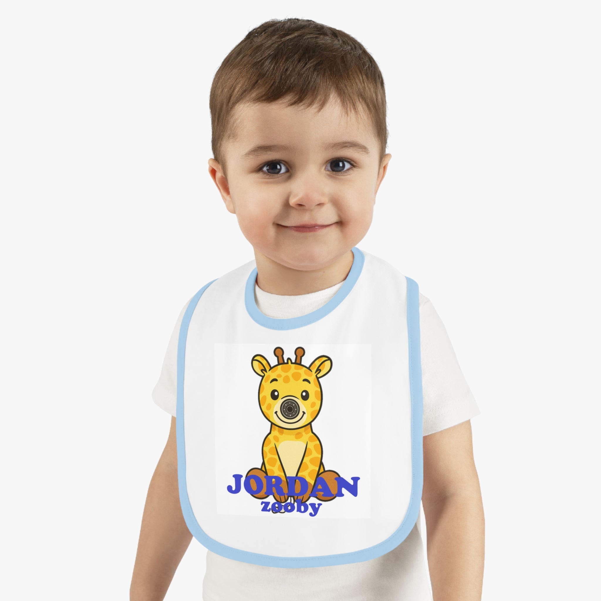 Baby Contrast Trim Jersey Bib Jordan Giraffe