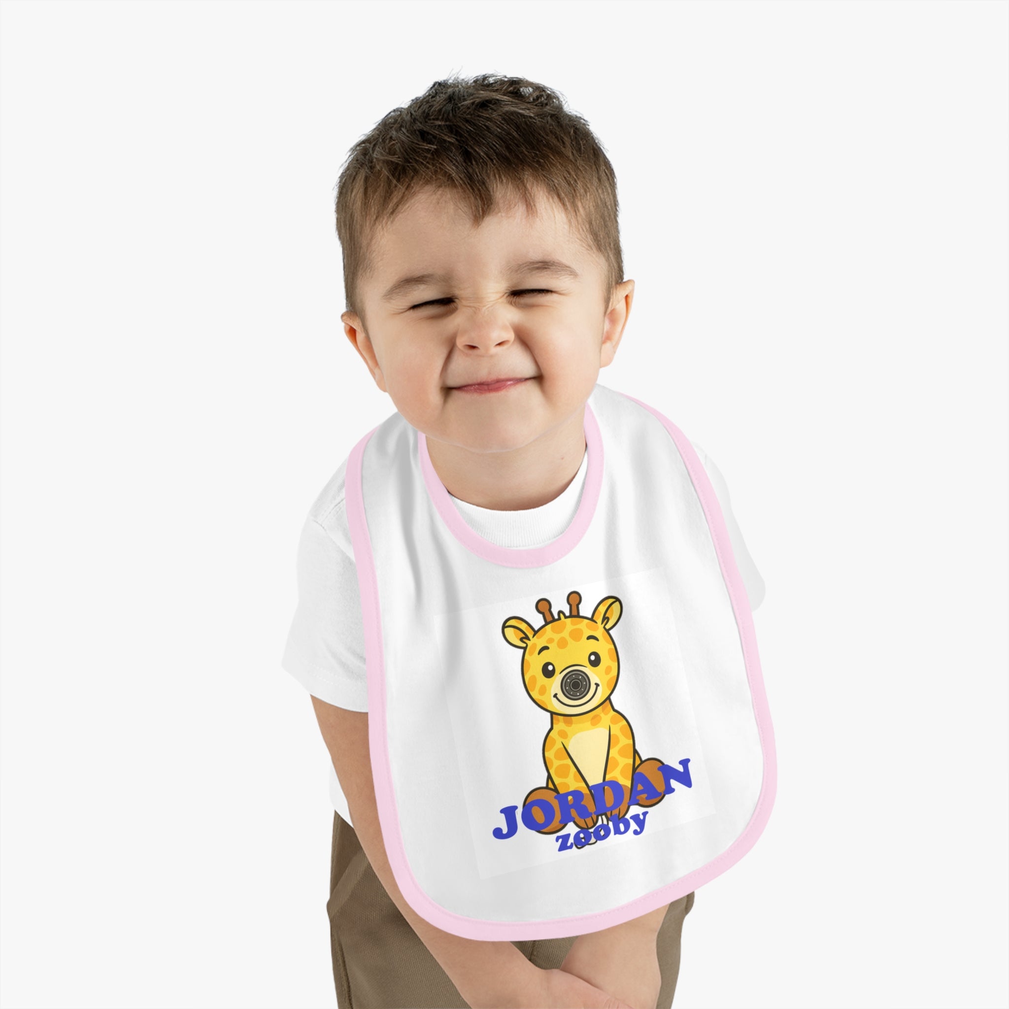 Baby Contrast Trim Jersey Bib Jordan Giraffe
