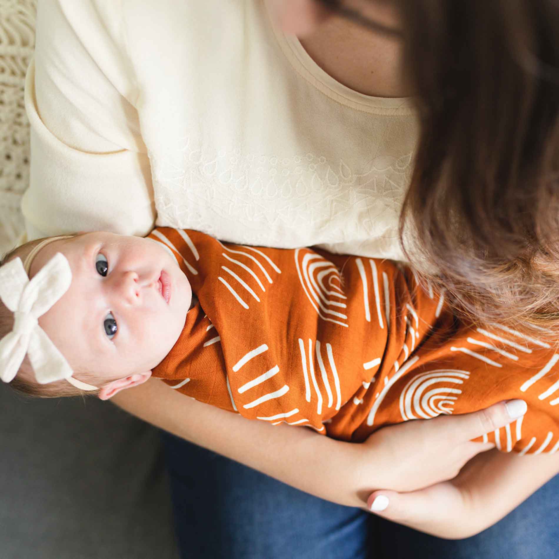 Cotton Muslin Swaddle - Boho Rusted Orange by Dolly Lana