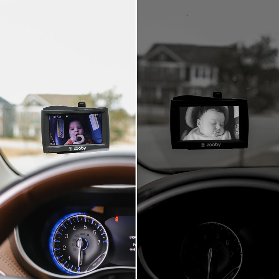 zooby baby monitor split screen showing two cameras