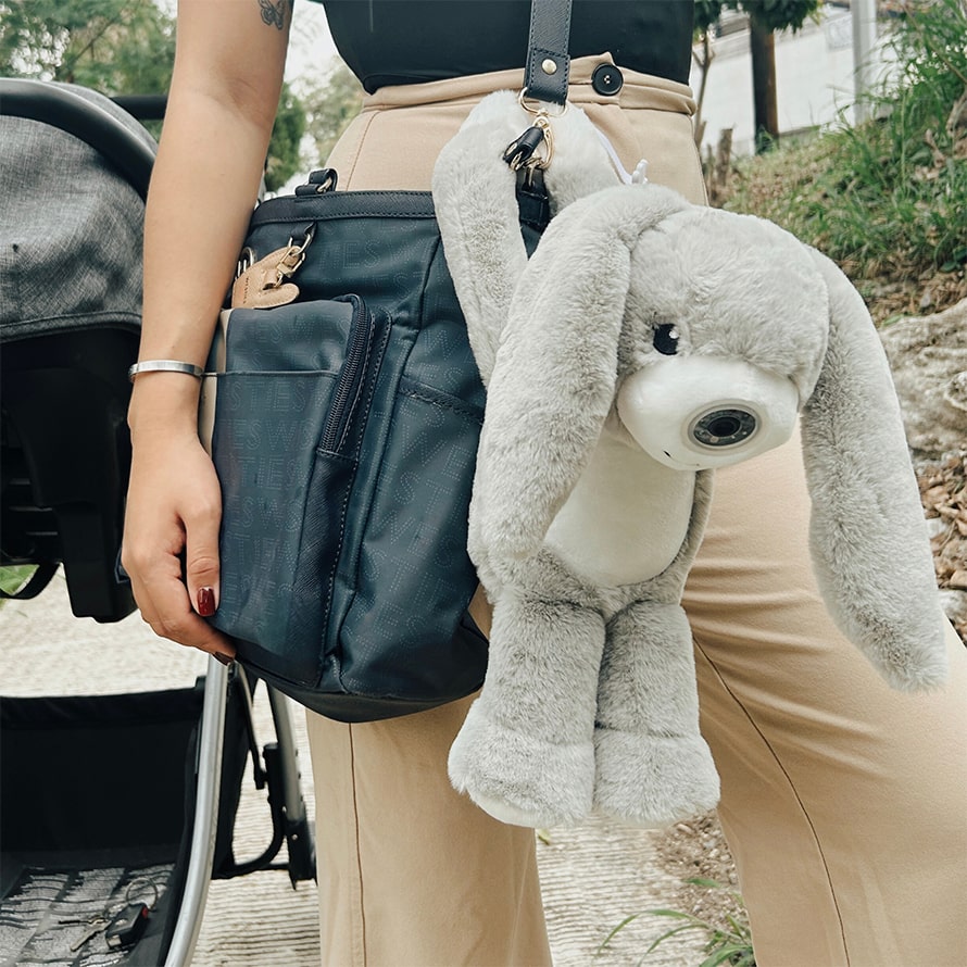 zooby wireless baby monitor being used on the go